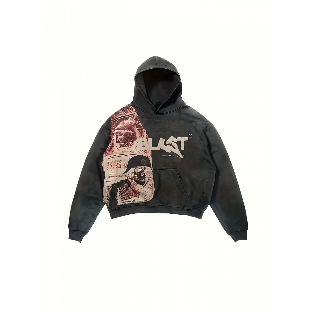 Graphic & Letter Print Hoodie, Casual Long Sleeve Kangaroo Pocket Hoodie Sweatshirt, Women's Clothing