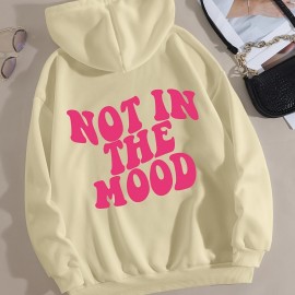 Casual Letter Print Hoodie, Drawstring Hooded Pocket Fashion Loose Fall & Winter Sweatshirt, Women's Clothing