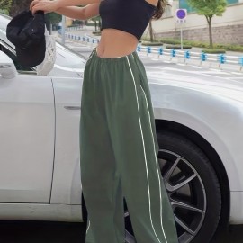 Y2K Loose Pants, Elastic Waist Casual Quick Dry Pants For Spring & Summer, Women's Clothing