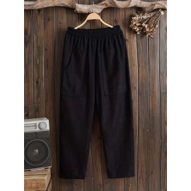 Slant Pockets Harem Pants, Casual Loose Pants For Spring & Summer, Women's Clothing